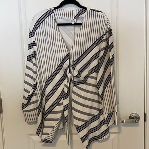 KERRently by Courtney Kerr Amazon Drop black and white geometric print blouse